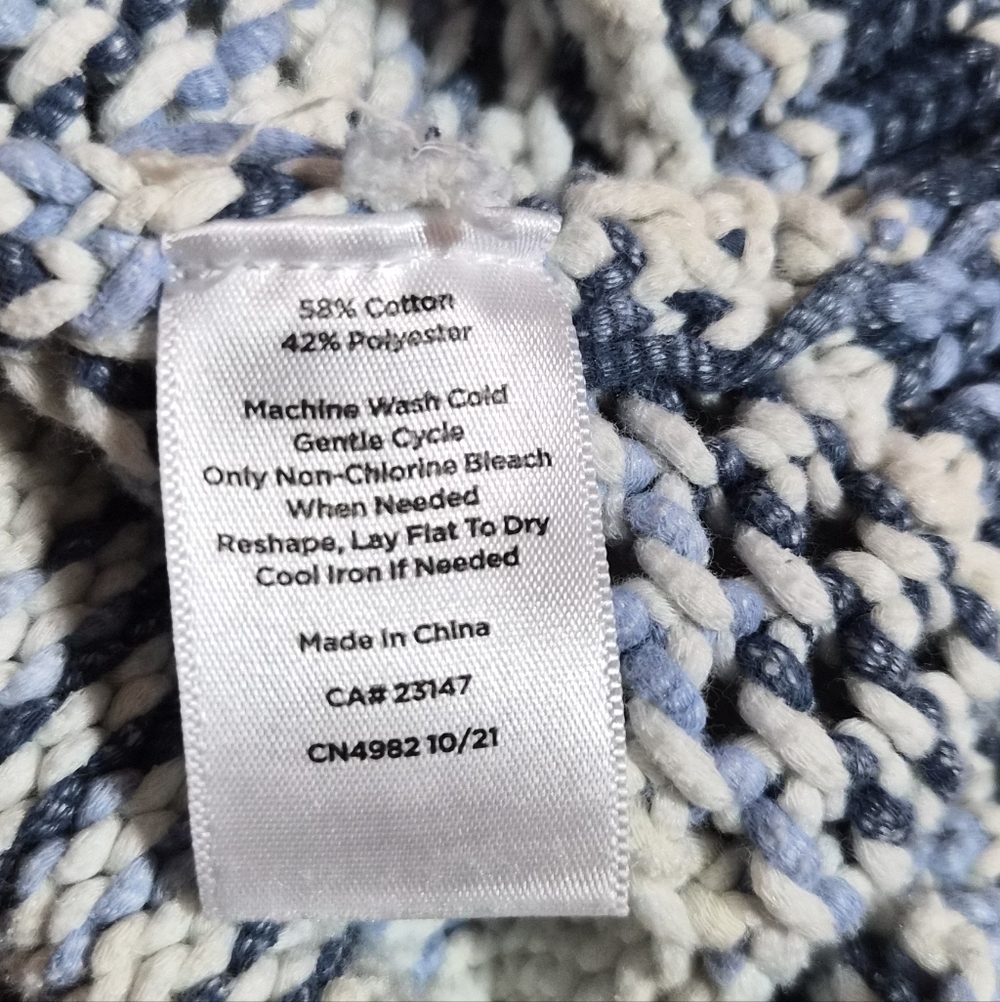 Talbots Striped Knit Sweater | Blue & White | Size Medium | Cotton Blend - Picture 3 of 8